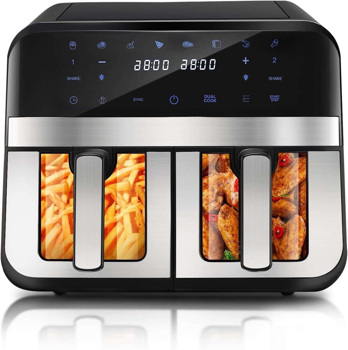 9L Dual Air Fryer XL 2-Drawer Oven | Window View | 8-in-1 Presets | Smart Touch
