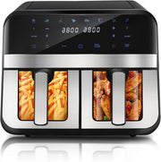 9L Dual Air Fryer XL 2-Drawer Oven | Window View | 8-in-1 Presets | Smart Touch
