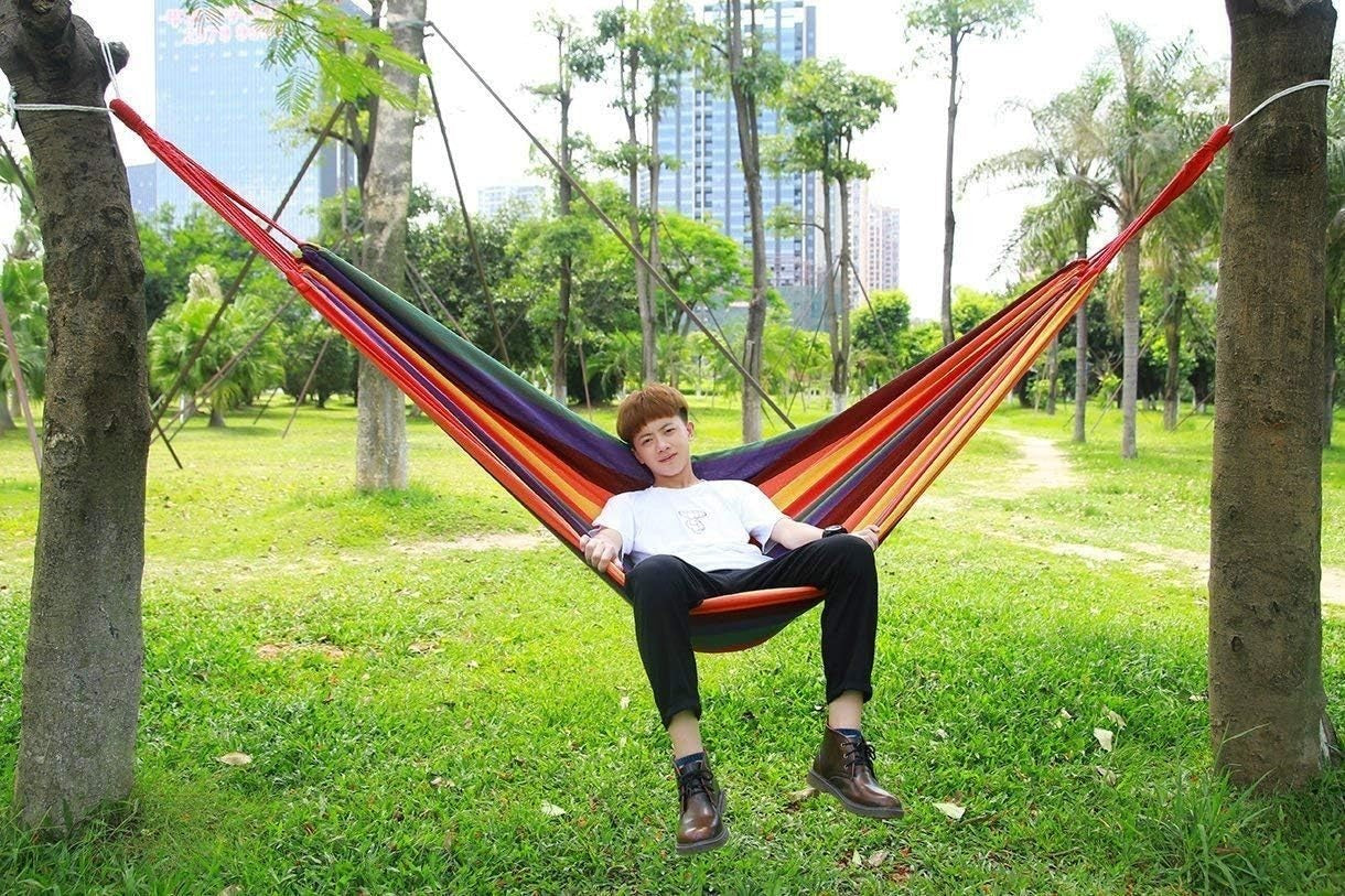 Outdoor Cotton Hammock Double 2-Person | 450lbs Capacity | Travel & Camping