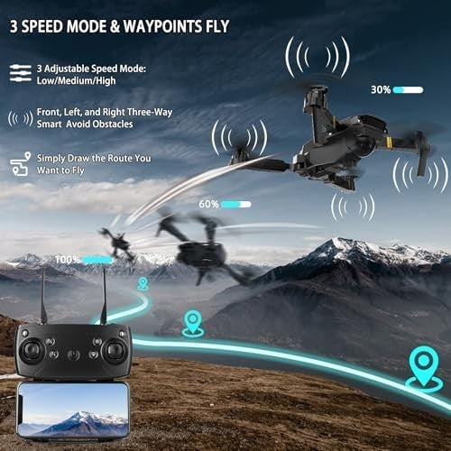 Foldable 4K HD Camera Drone with 3 Batteries, Altitude Hold & 3D Flip