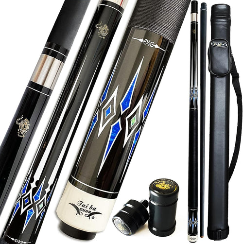 58in Pool Cue 20oz Maple Wood 13mm Tip 2pc with Case Linen Grip