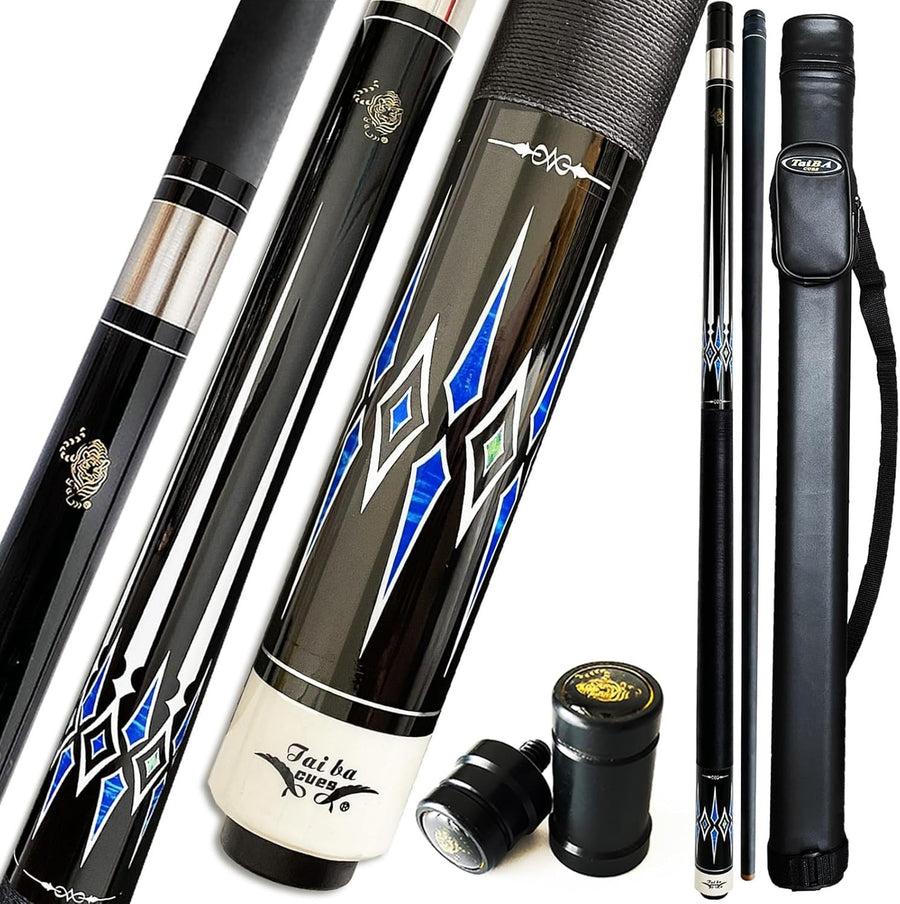 58in Pool Cue 20oz Maple Wood 13mm Tip 2pc with Case Linen Grip
