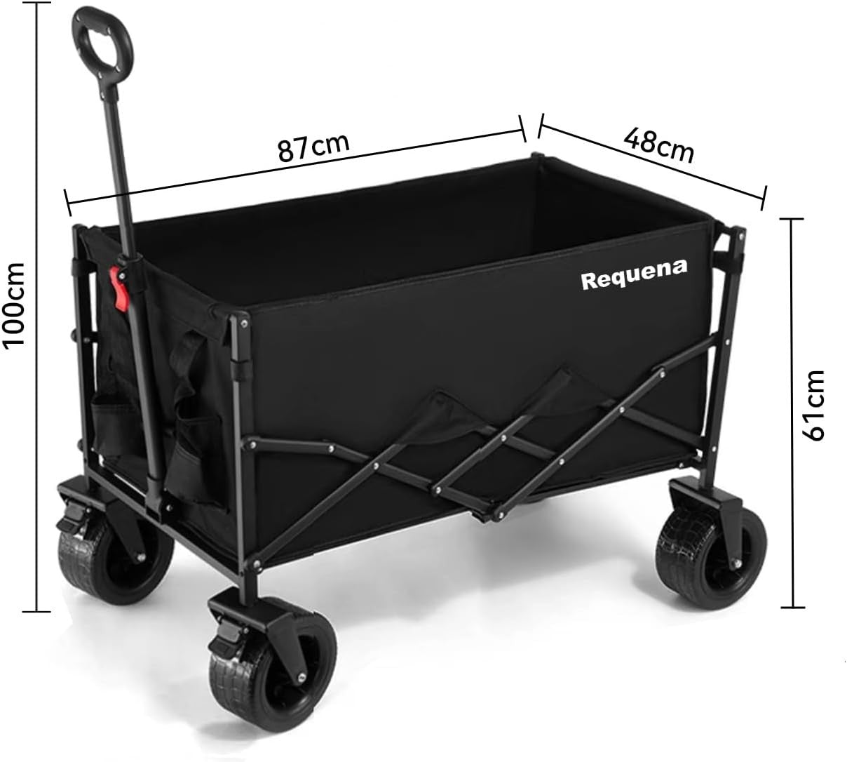 Black Heavy Duty Folding Wagon Wide Wheel Camping Garden Beach Trolley 330lb