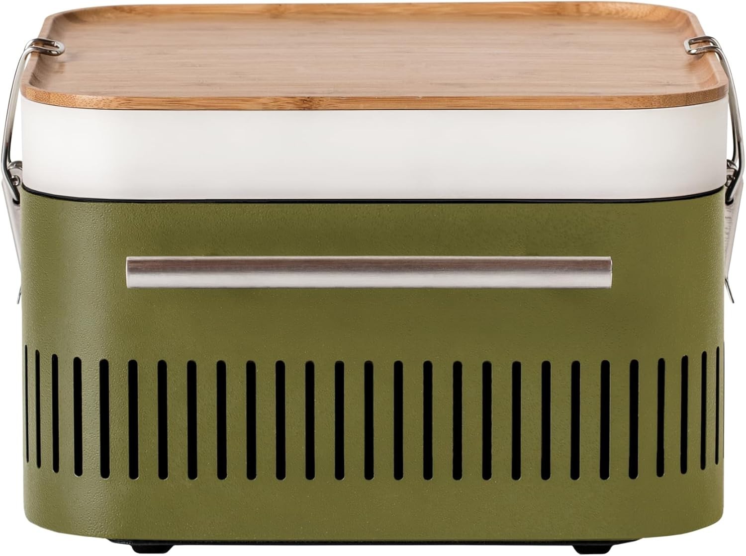 Portable Charcoal BBQ Grill With Bamboo Prep Lid – Compact Travel Outdoor Cooker
