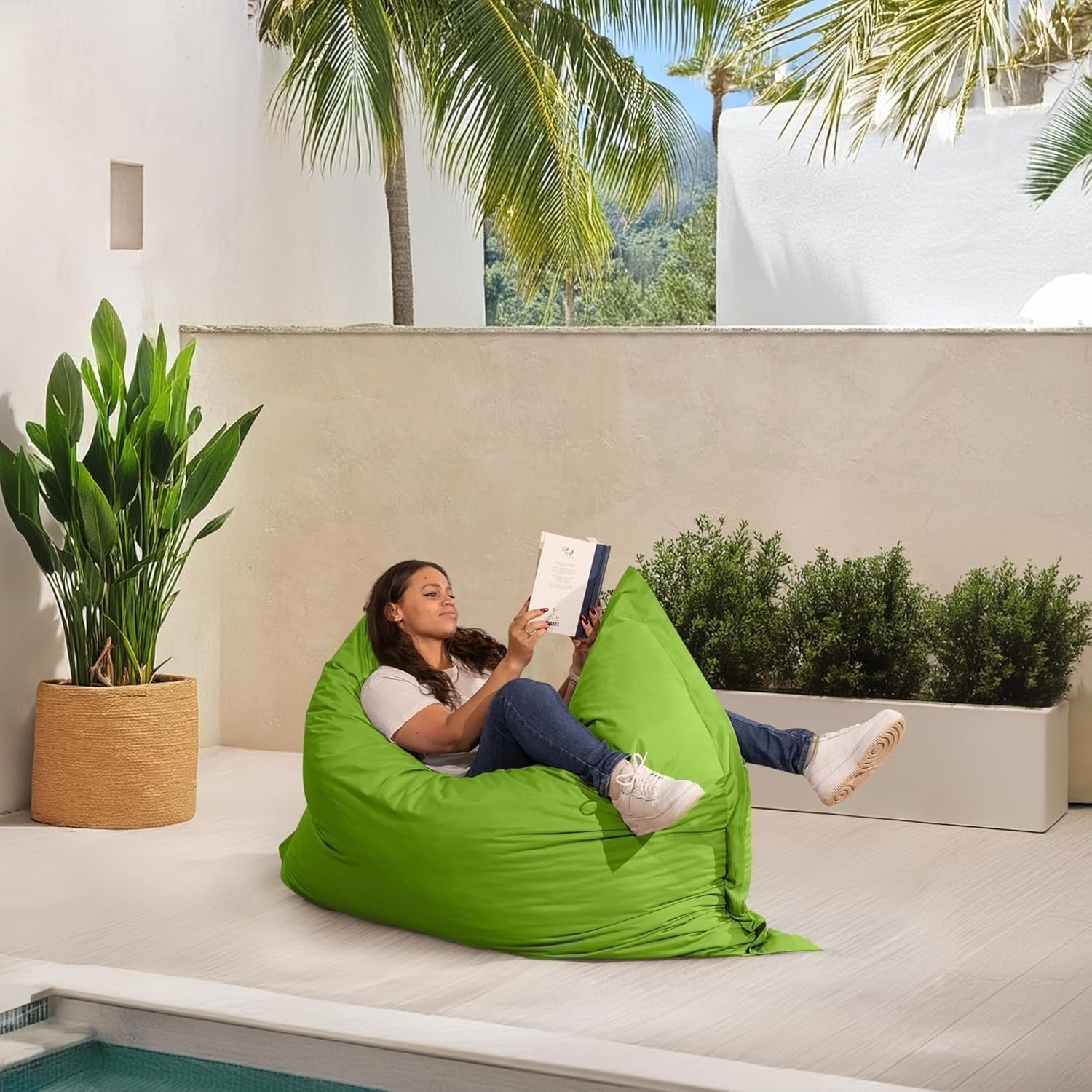 Green Outdoor Waterproof Bean Bag Chair for Adults & Kids – Removable Cover