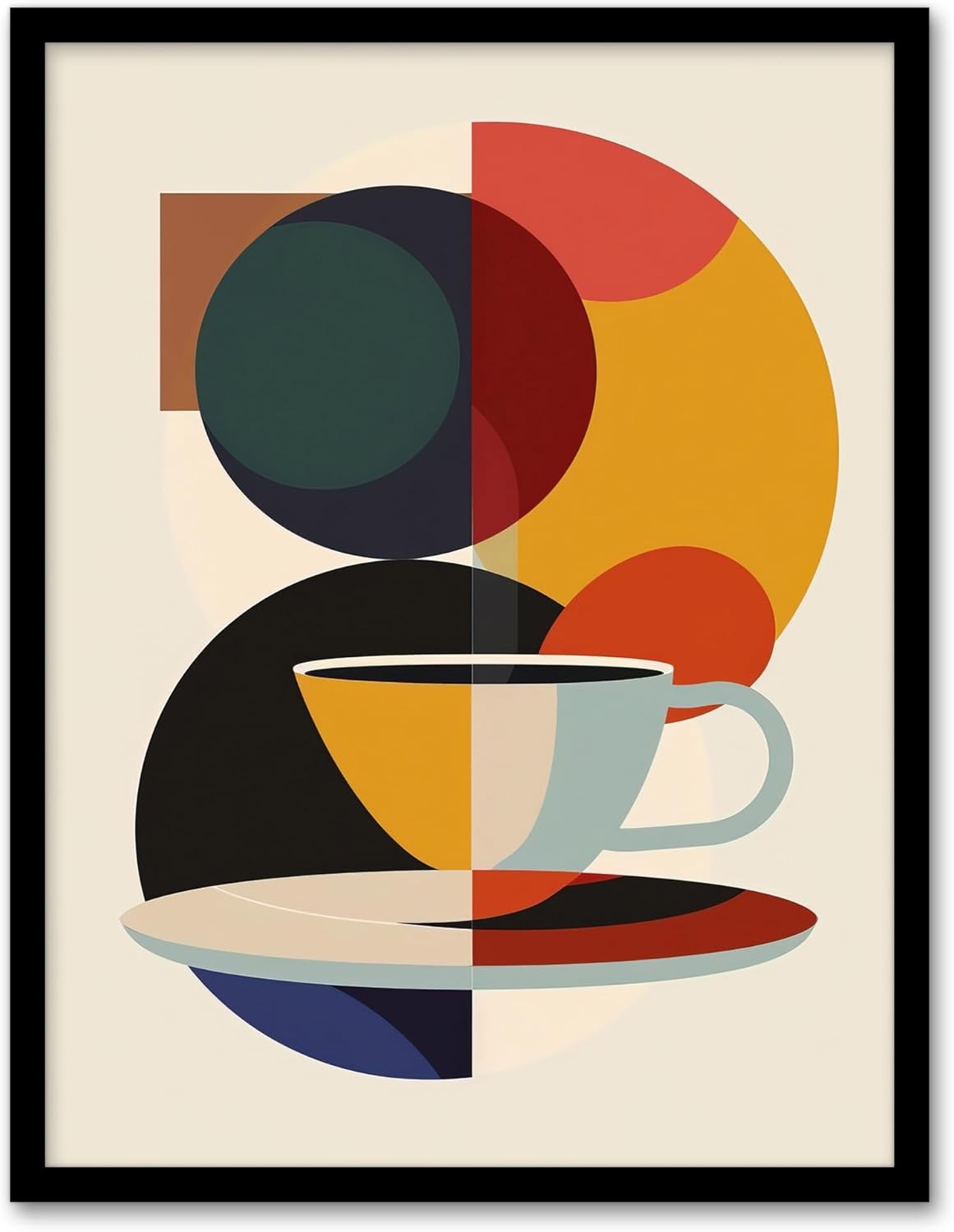 Bauhaus Coffee Cup Framed Wall Art 12x16in Kitchen Print