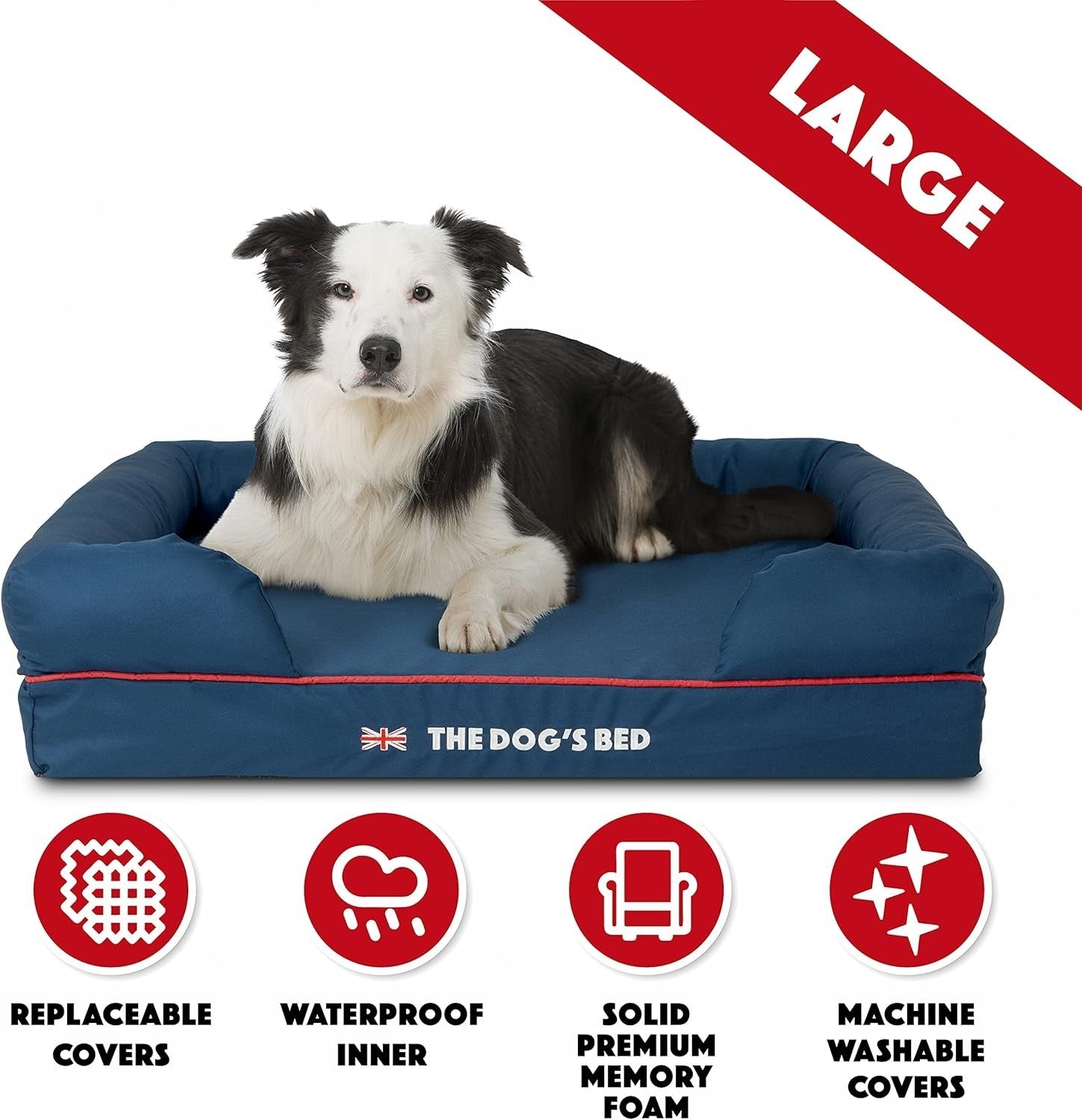 Orthopedic Memory Foam Dog Bed Large Washable 91x70cm