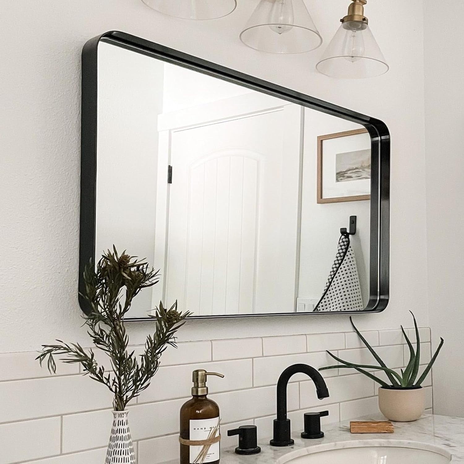 Large Wall Vanity Mirror 75x100 cm Metal Frame, Shatterproof, Horizontal