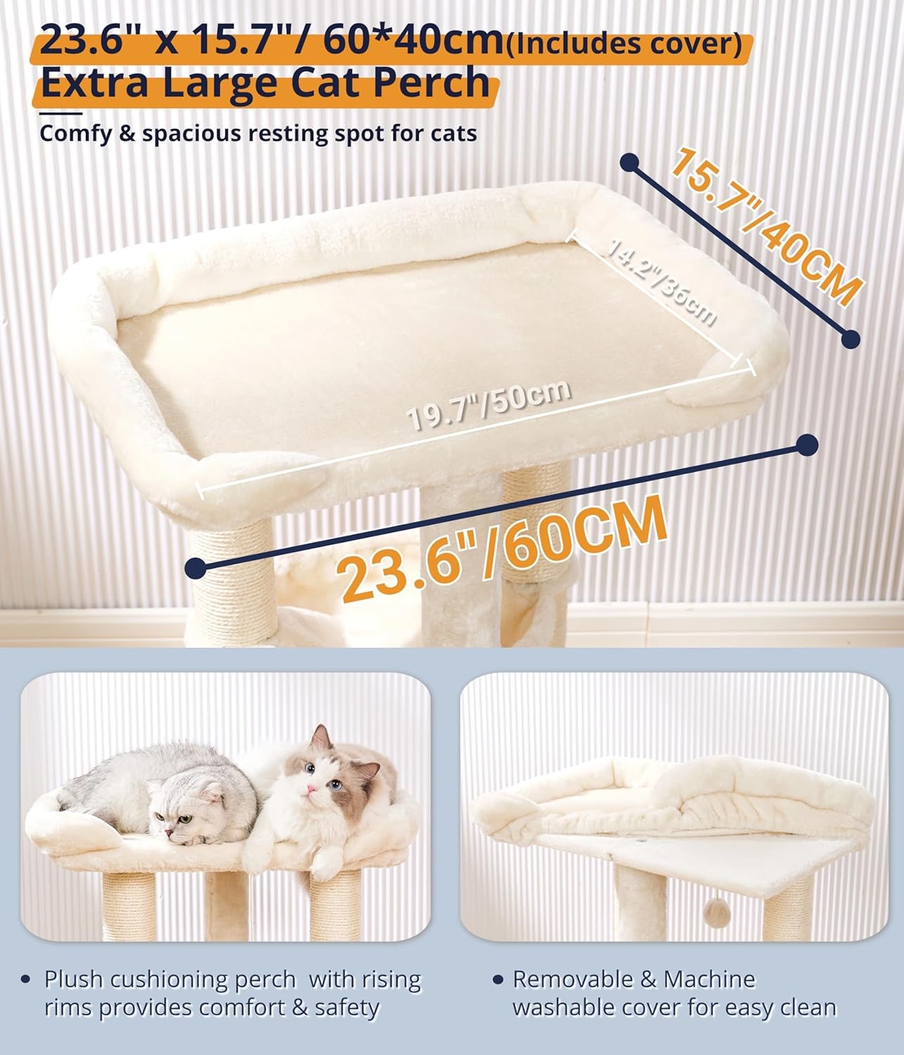 71cm Cat Tree Tower with Large Bed Hammock Sisal Scratching Posts Indoor