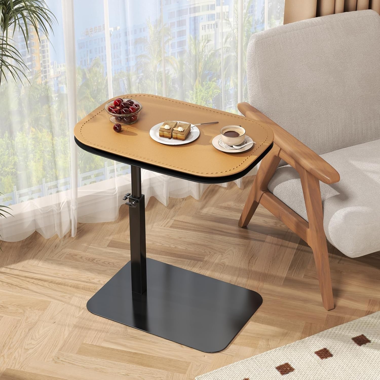 Adjustable C Shaped Side Table Bed Sofa Laptop Tray Height Adjustable