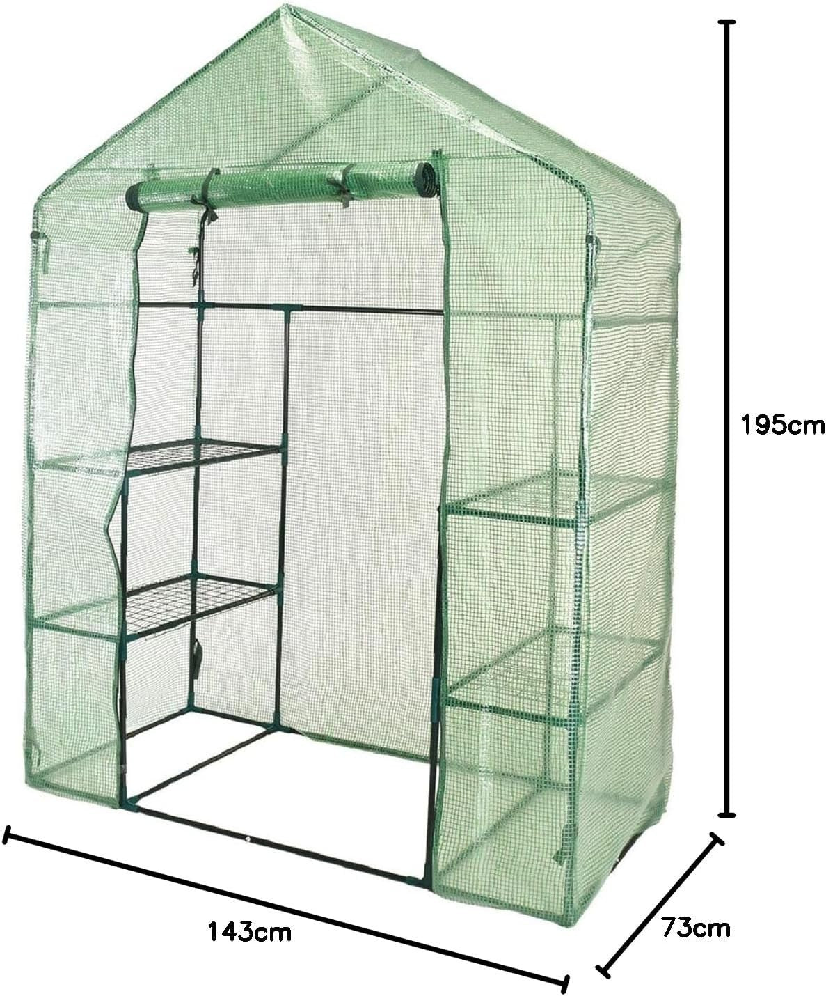 Walk-In Greenhouse 143x73x195cm Outdoor Garden Cold Frame with 4 Shelves