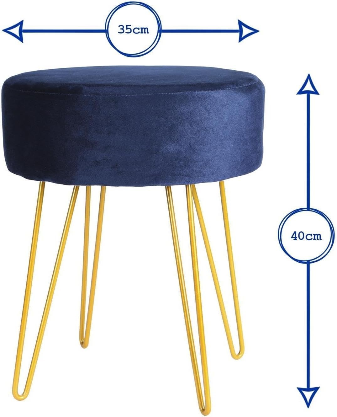 Pink Velvet Round Footstool with Black Metal Legs – Modern Dressing Table Seat