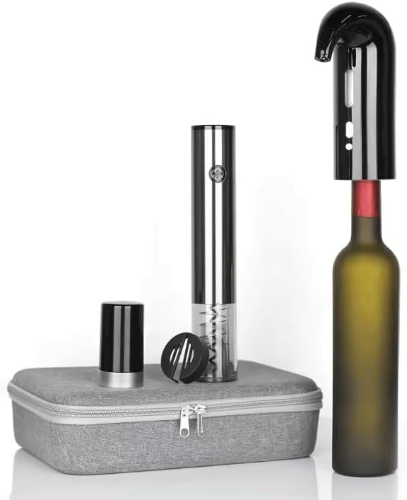 Electric Wine Aerator & Corkscrew Set with Stopper + Carry Case – Premium Gift K