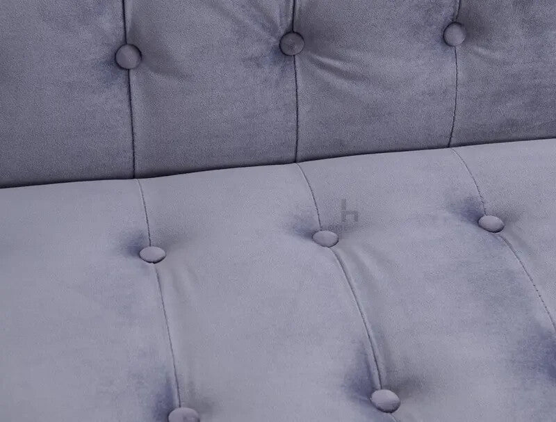 Grey Velvet 3 Seater Sofa Bed Click Clack Recliner Tufted Seat Modern