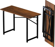 Folding Desk 120cm Mahogany No Assembly Home Office Computer Table
