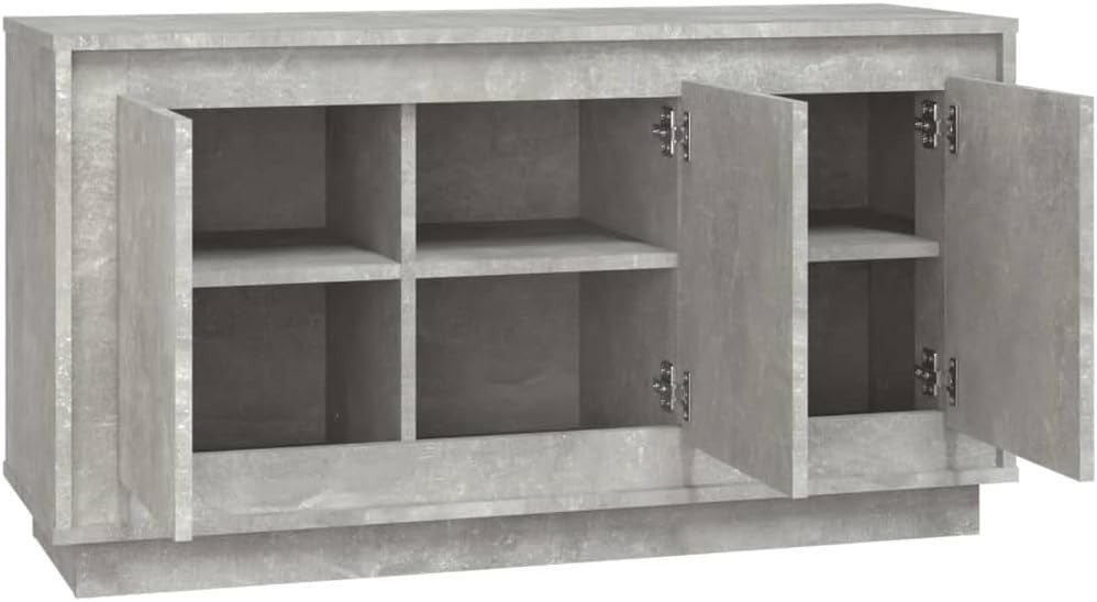Concrete Grey Sideboard Cabinet with 6 Compartments | Durable Engineered Wood