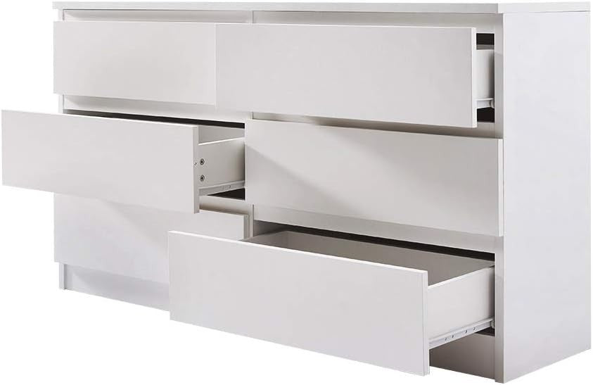 Modern White 6-Drawer Chest Storage Cabinet – Bedroom, Hallway, Living Room