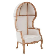 Luxury Cream Dome Accent Chair High Back Throne Style Wood Frame
