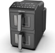 Dual Zone 10L Stack Air Fryer With Windows 2460W Touch Presets Black