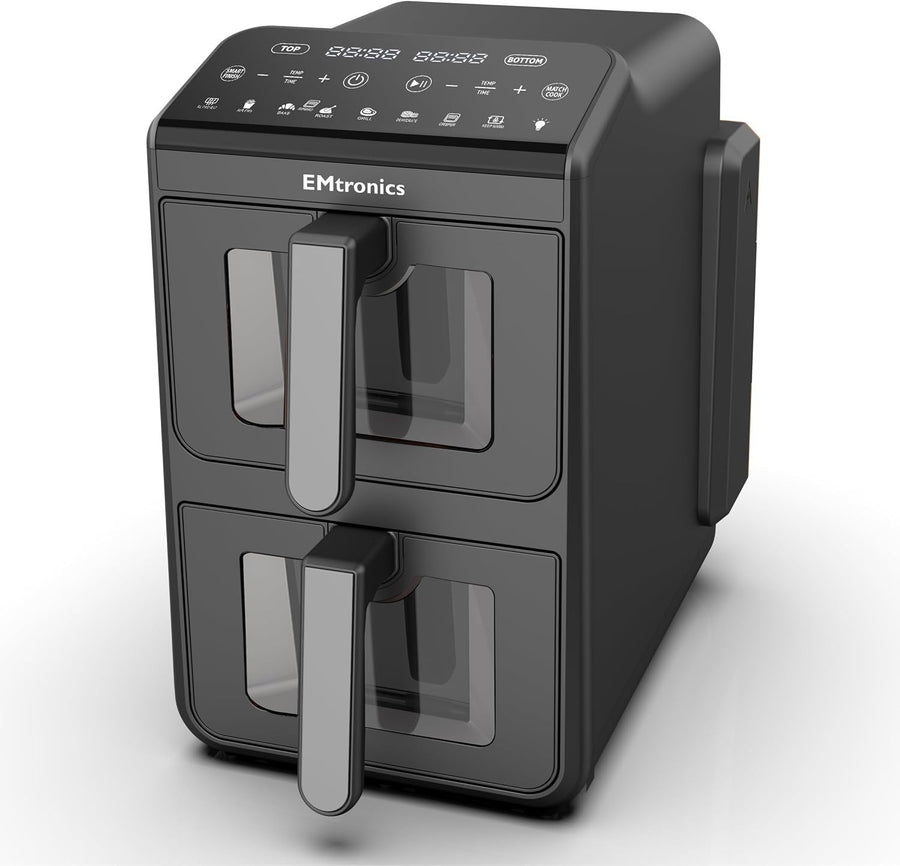 Dual Zone 10L Stack Air Fryer With Windows 2460W Touch Presets Black