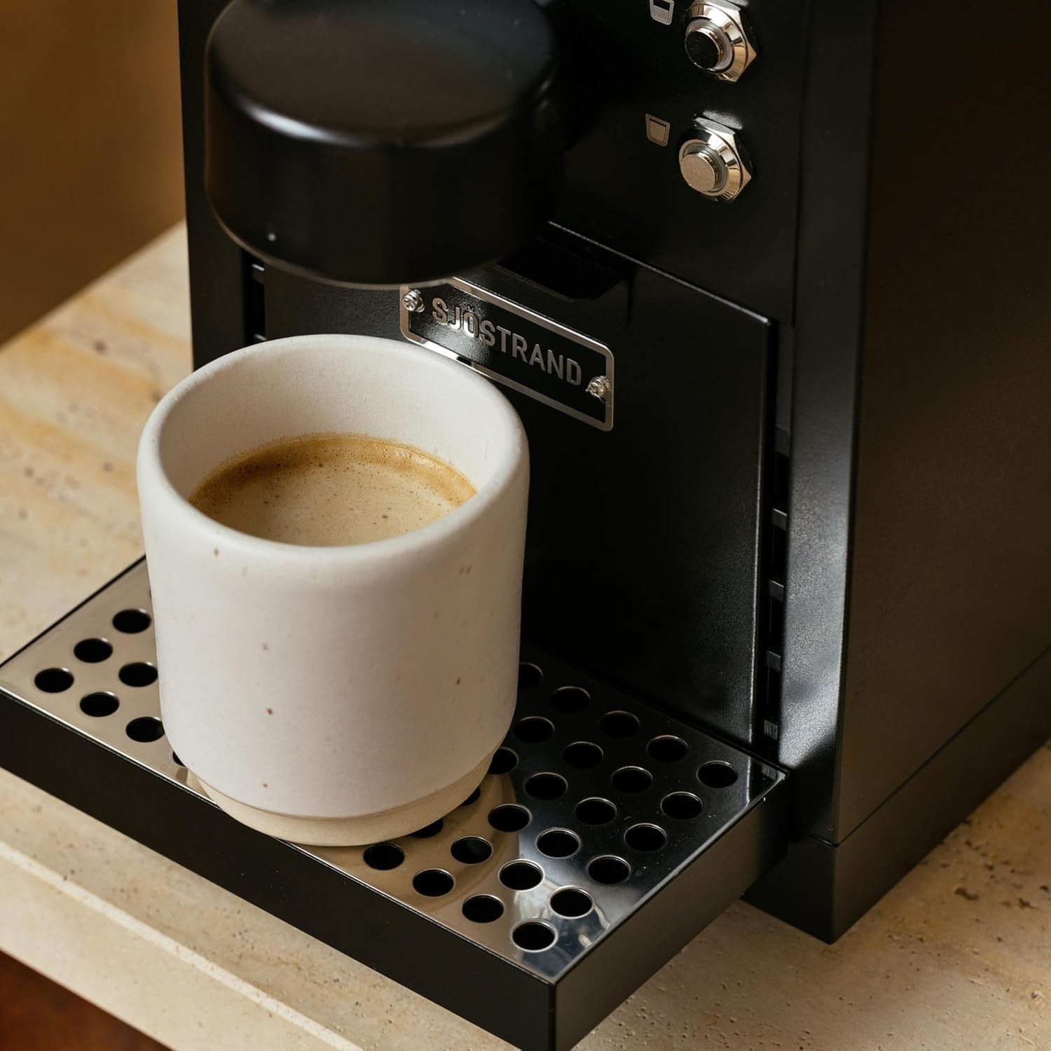 Stainless Steel Capsule Coffee Machine | 19-Bar Espresso, 1.2L Tank, Compact Blk