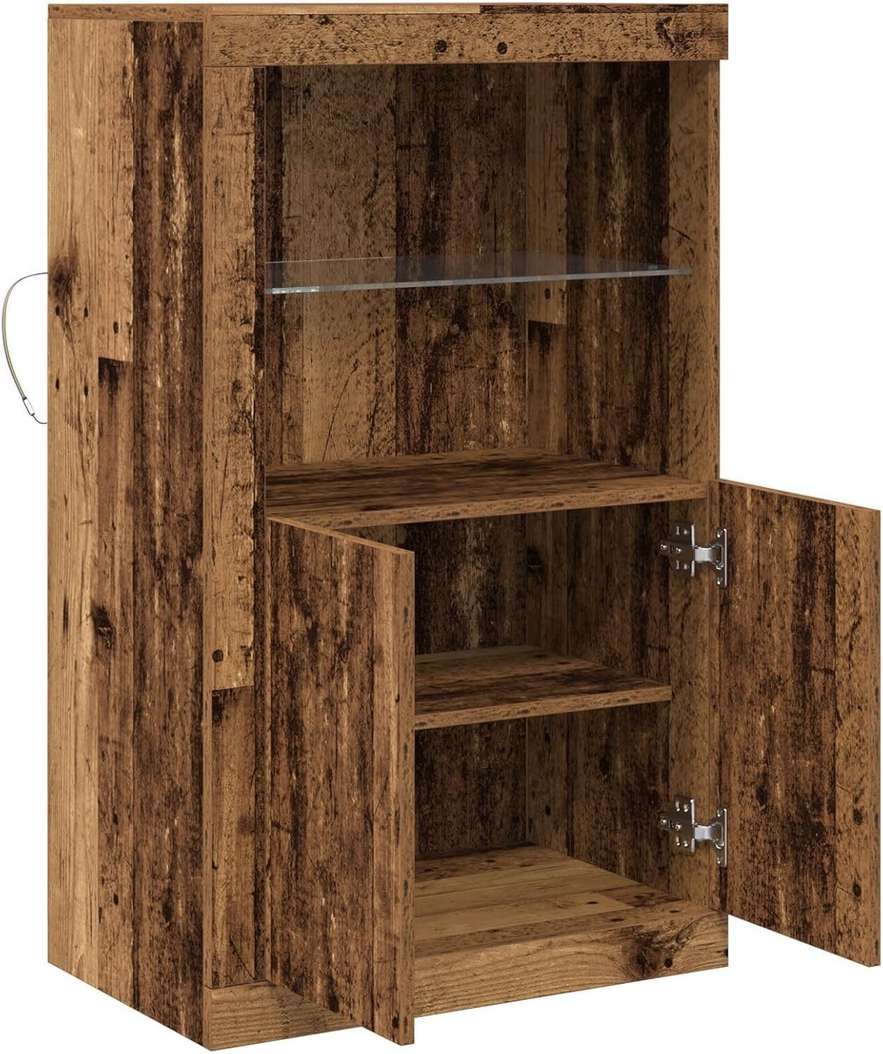 Rustic Reclaimed Wood Storage Cabinet with 2 Doors & Shelves, Easy Assemble