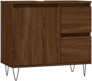 Modern Oak Brown Bathroom Vanity Cabinet 65cm Under Sink Storage Unit Drawers