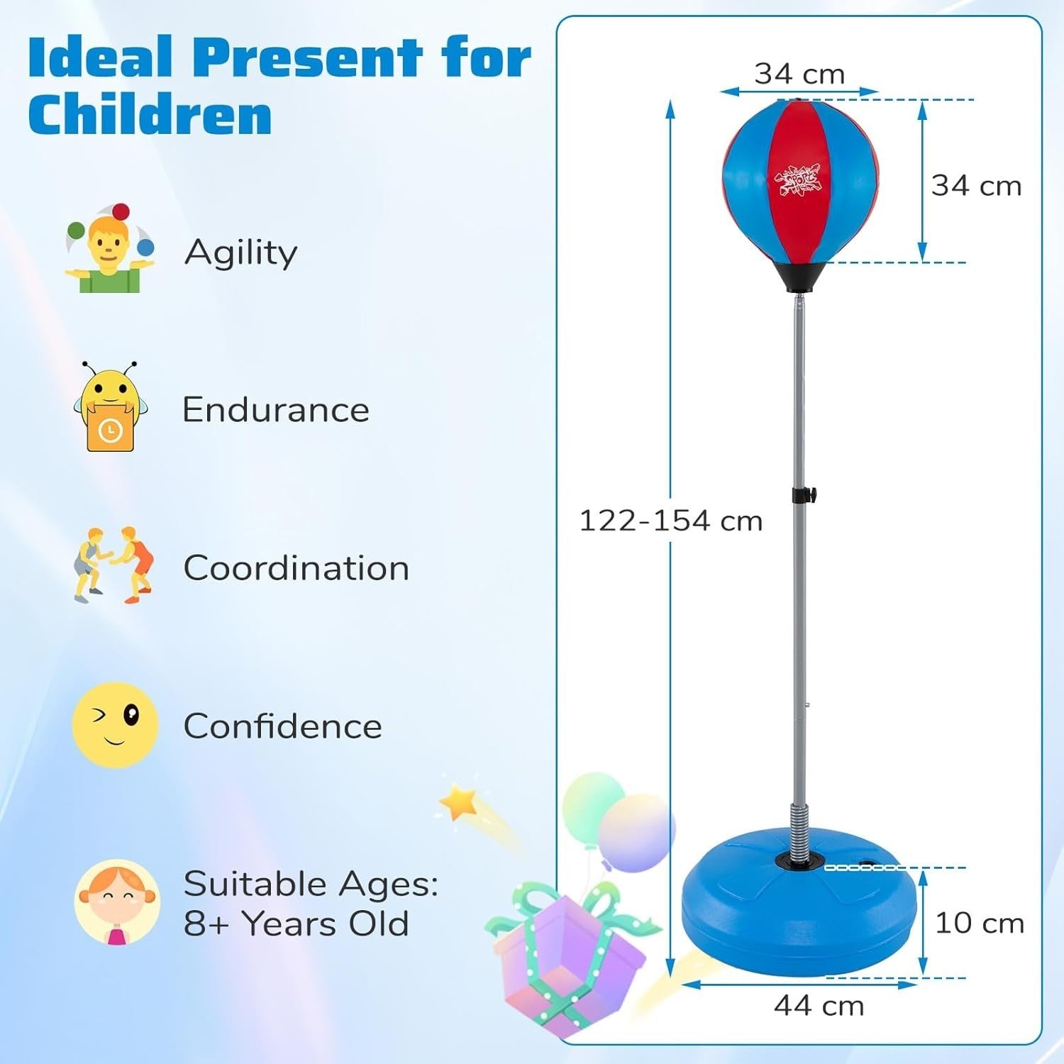 Adjustable Inflatable Punching Ball Stand Kids Teens Boxing Set