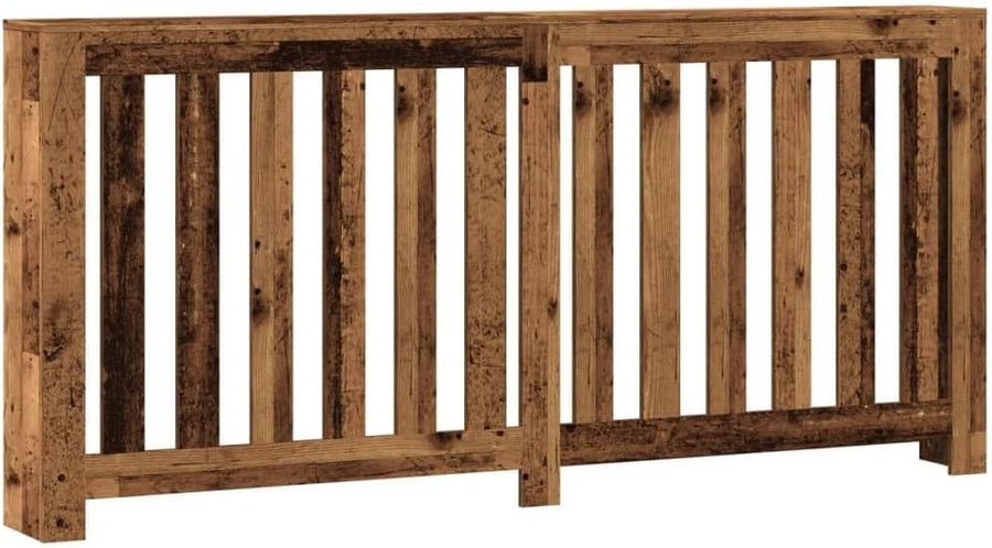 Rustic Old Oak Radiator Cover with Shelf 175x20x82cm | Modern Slatted Cabinet
