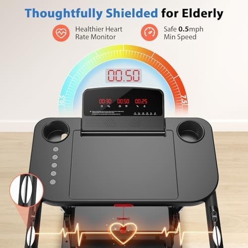 CIIHI Senior Treadmill 0.5-7 mph 350 lbs Home Walking Machine Desk