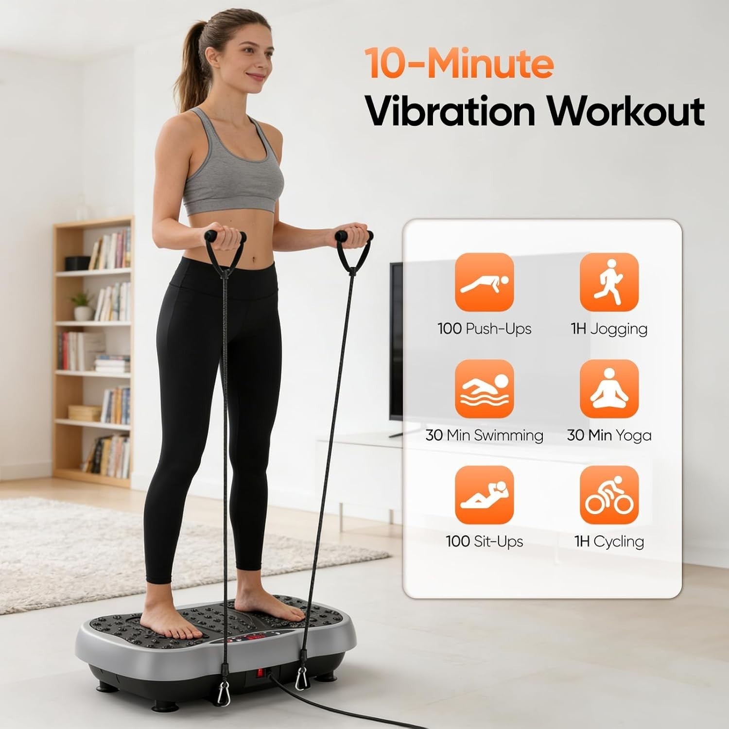 Black Vibration Plate Exercise Machine for Weight Loss & Lymphatic Drainage