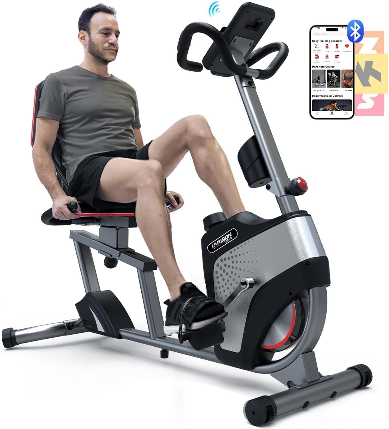 Recumbent Exercise Bike Magnetic Bluetooth LCD Quiet 400LB Heavy Duty Home Gym