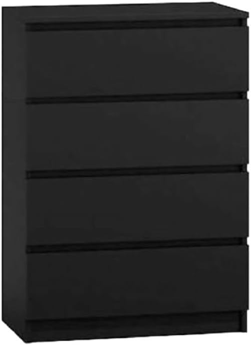 Large Black 4-Drawer Chest Storage Cabinet - Bedroom, Office & Lounge Furniture