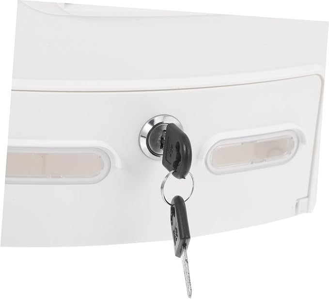 Wall Mounted Lockable Mailbox White Waterproof Plastic Letter Box 28.8x21.5x8cm