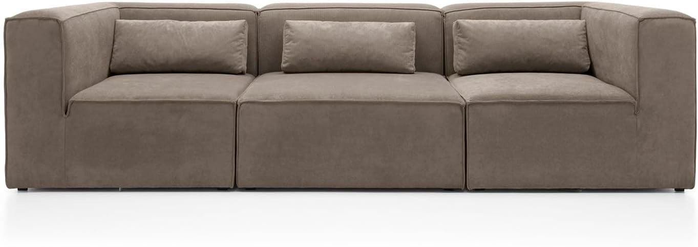 Modular 4 Seater Sofa Brown Cord Chenille | Space-Saving, Modern, Comfy