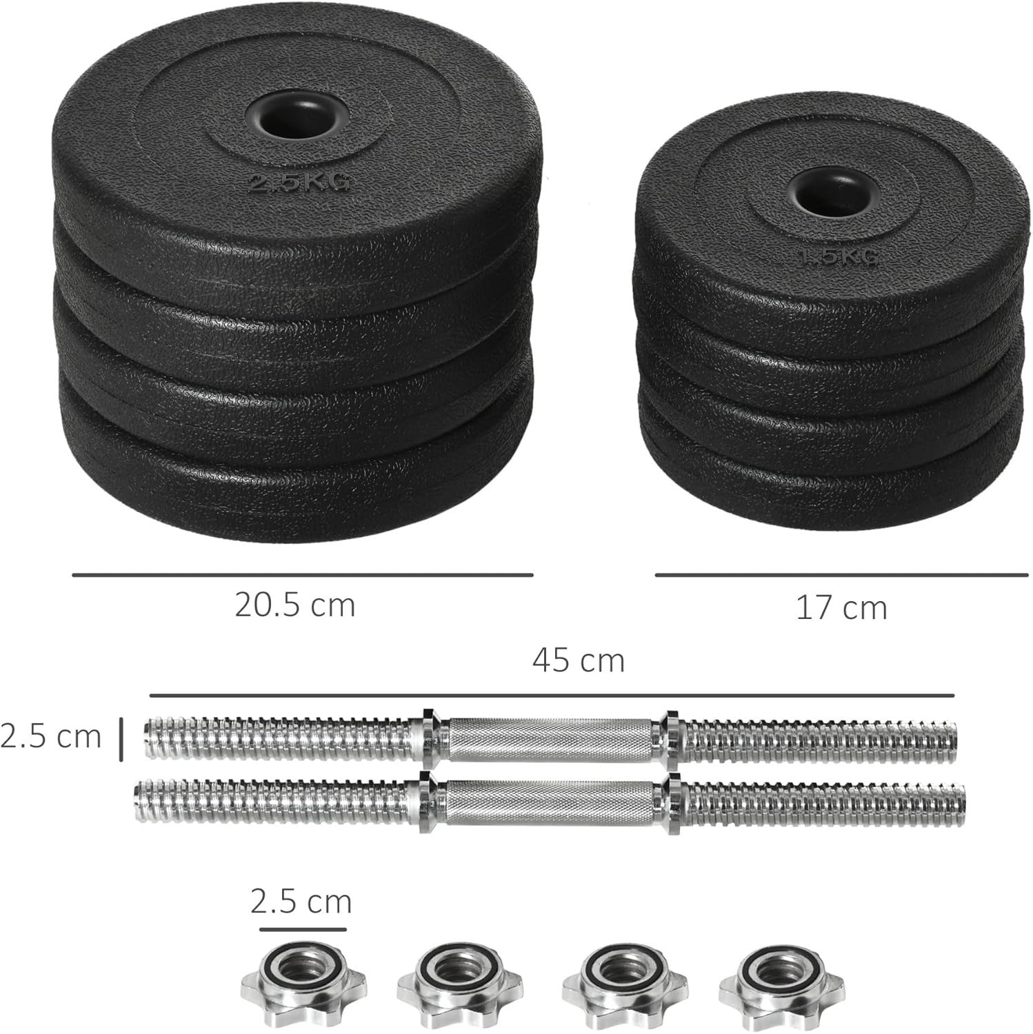 20kg Adjustable Dumbbells Set Non Slip Home Gym Hand Weights Compact