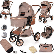 3 in 1 Baby Pram Pushchair Lightweight Folding Travel Stroller from Birth