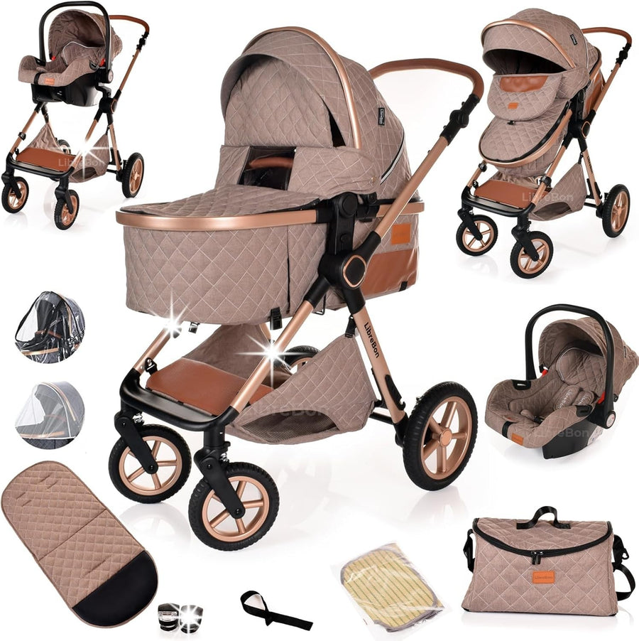 3 in 1 Baby Pram Pushchair Lightweight Folding Travel Stroller from Birth