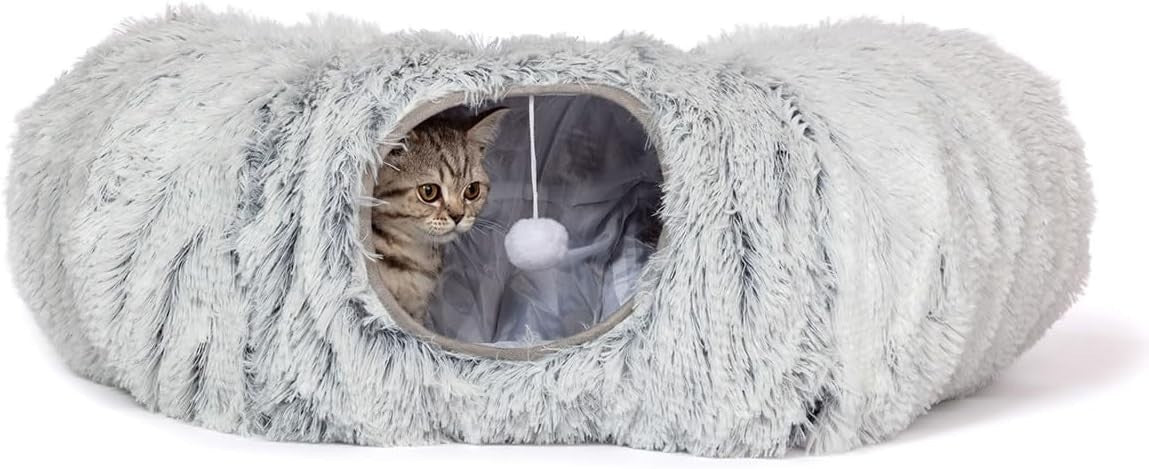 Cat Tunnel Bed Plush Play Tunnel w Removable Mattress Foldable