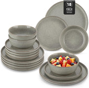 18pc Ceramic Dinner Set Brown Plates Bowls Microwave Dishwasher Safe