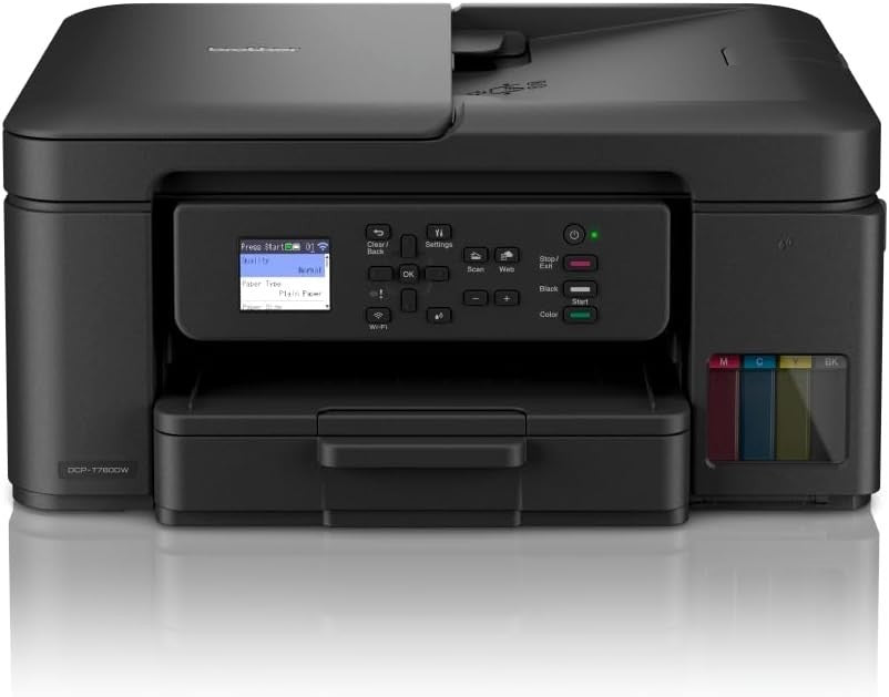 Wireless A4 Inkjet Printer 3-in-1 Copy Scan Print Duplex Black Tank