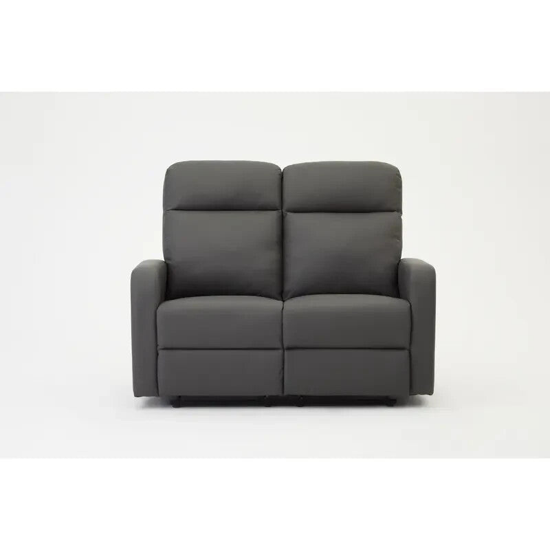 2 Seater Grey Electric Recliner Sofa Faux Leather Compact Lounge Chair