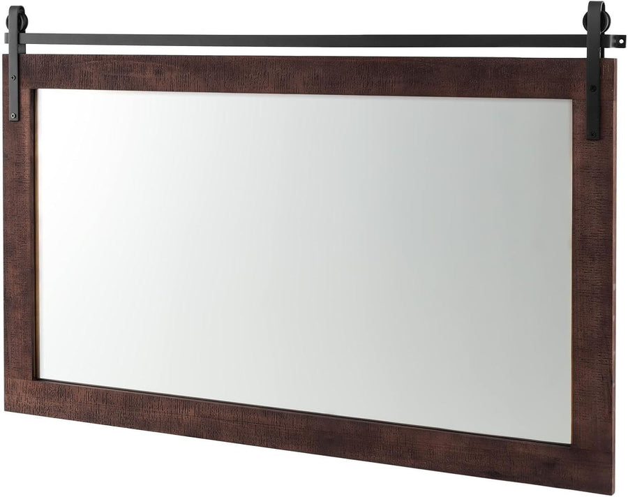Large Rustic Wood Wall Mirror 101x66cm Vintage Farmhouse Bathroom Decor