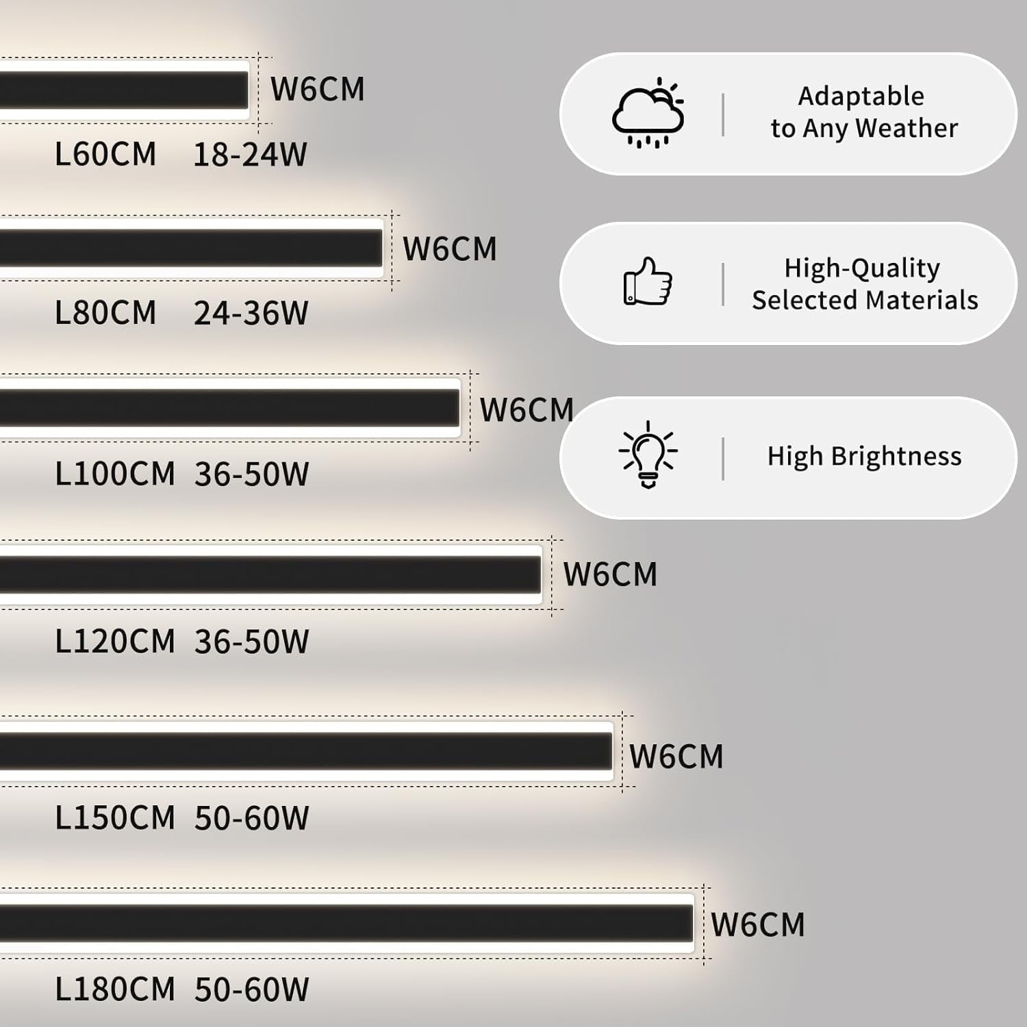 100cm LED Outdoor Wall Light Dimmable Remote IP65 Modern Exterior Lamp