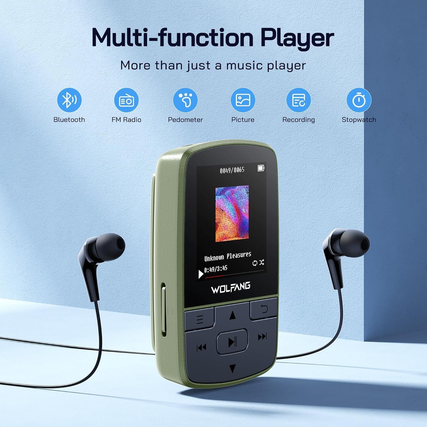 64GB MP3 Player Bluetooth 5.2 Mini Sports Clip HiFi FM Radio