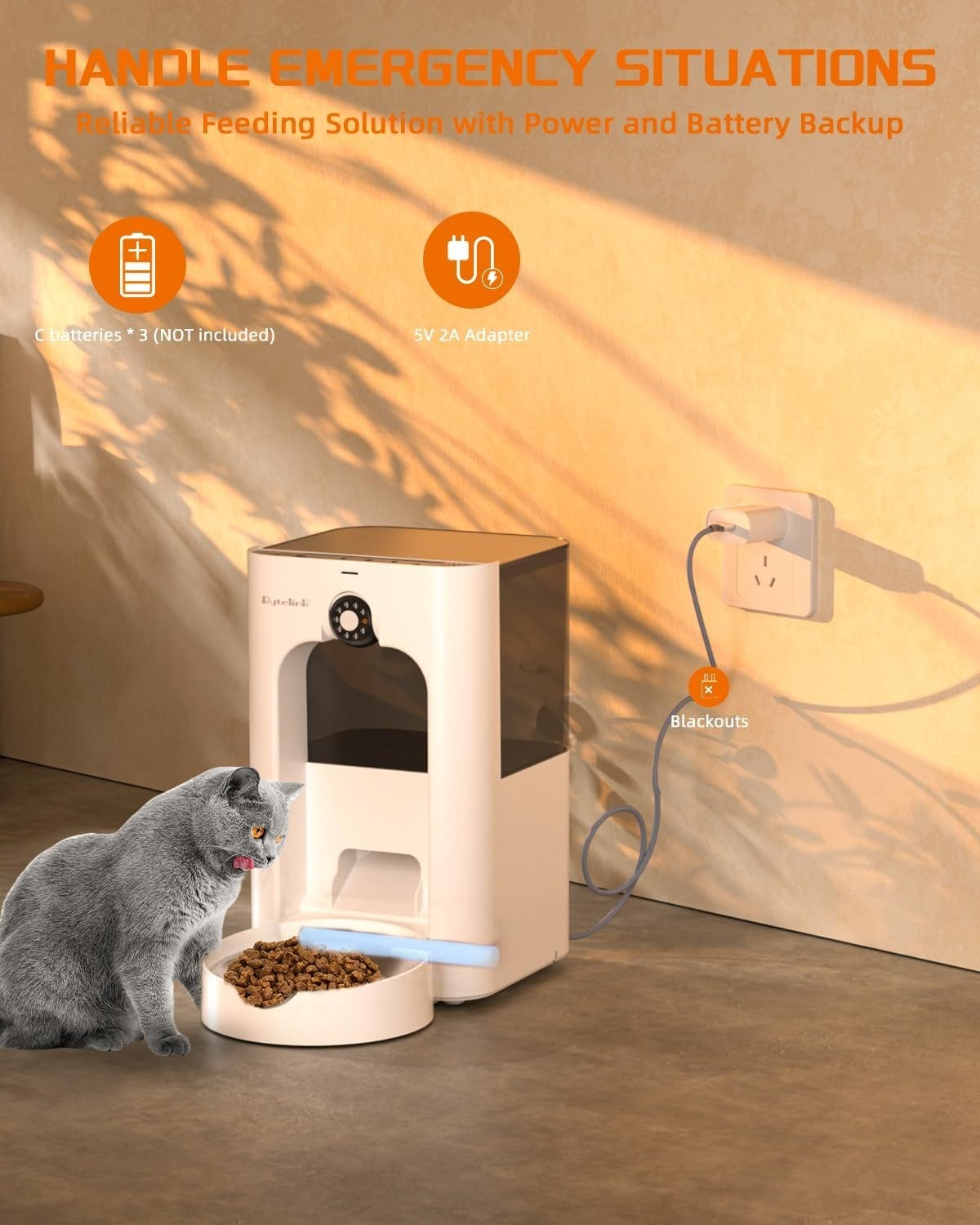 Smart Cat Feeder Camera WiFi App Control 1080P HD 4L Auto Dispenser