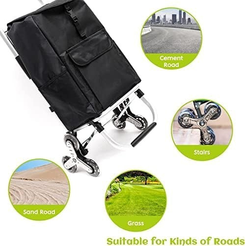 Folding Stair Climber Shopping Trolley Tri Wheel Waterproof Bag Cart