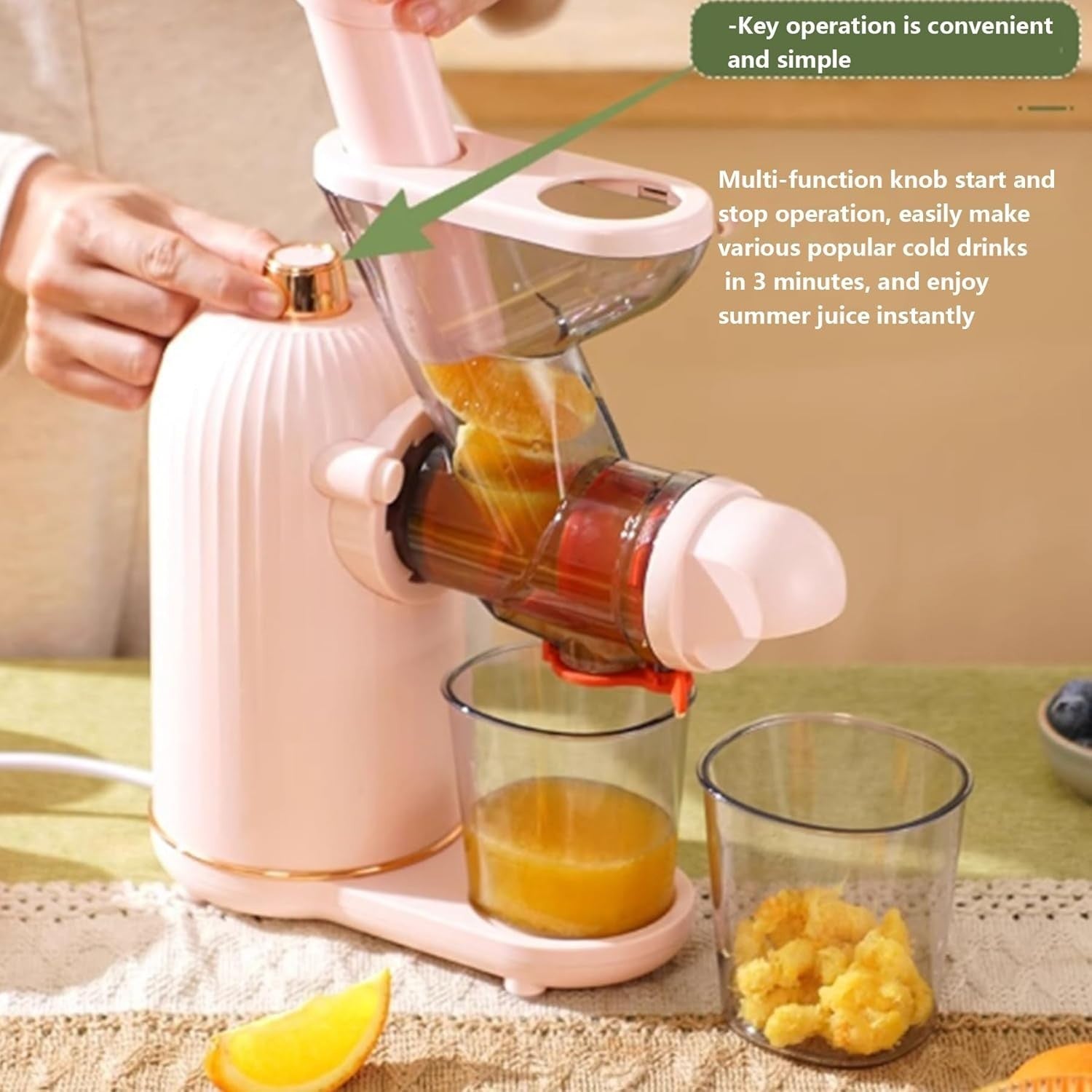 Slow Masticating Juicer 100W Cold Press Quiet High Juice Yield