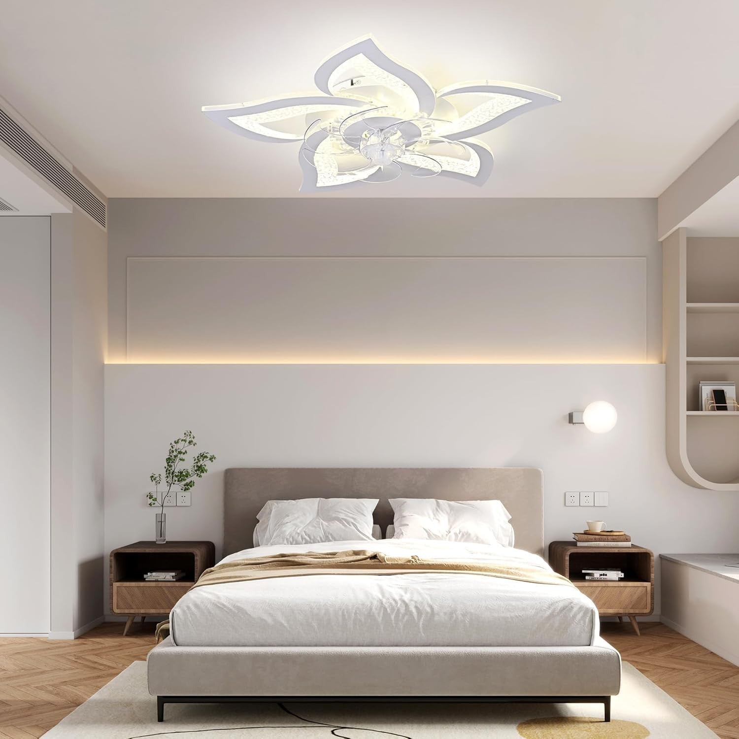 62.5CM Ceiling Fan Light, 6 Speeds, Dimmable, Reversible, Remote, Modern