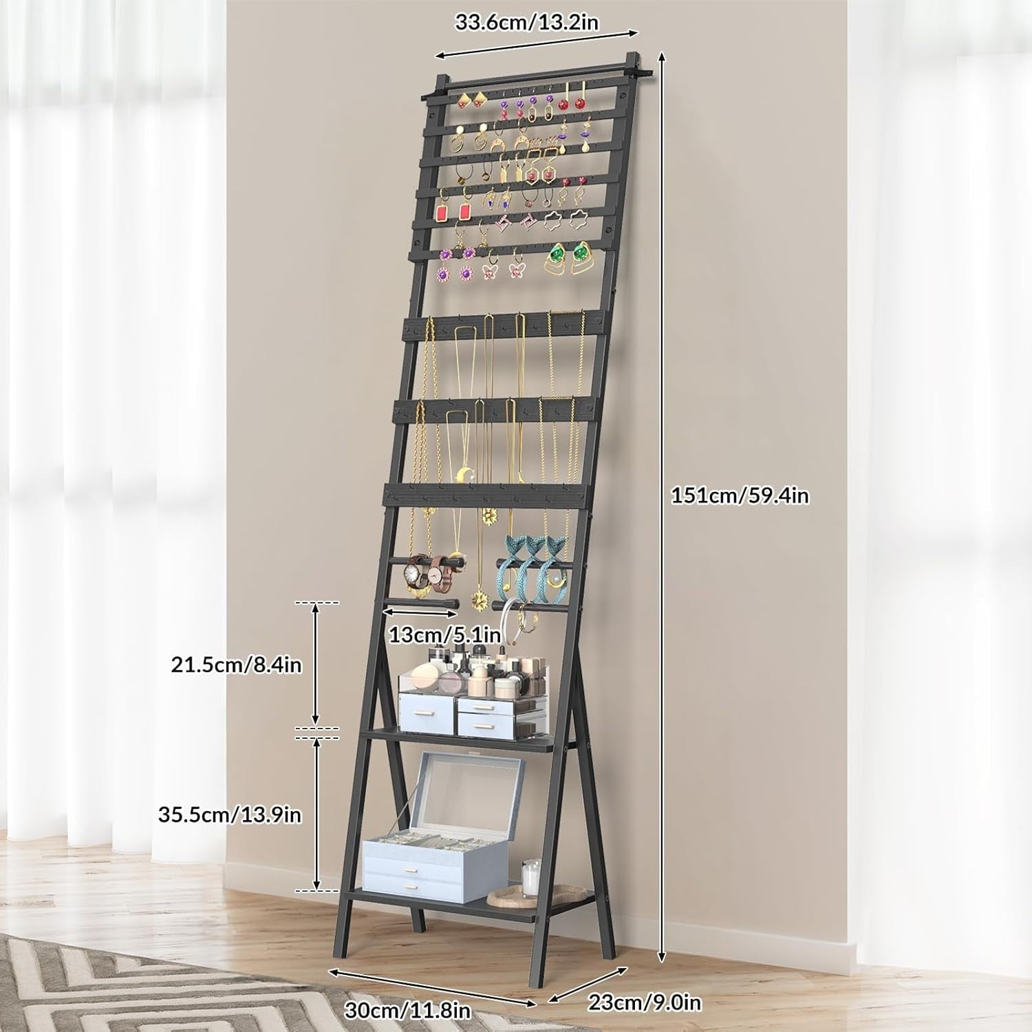 Black Large Jewellery Organizer Stand Necklace Earring Bracelet Holder